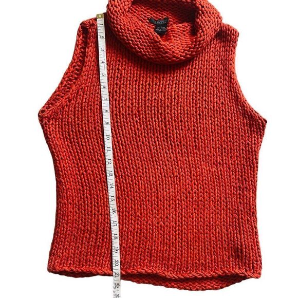 The Limited Hand Knit RARE Mock Neck Sleeveless Sweater/ Vest Orange Fall L AG23 - Picture 6 of 10